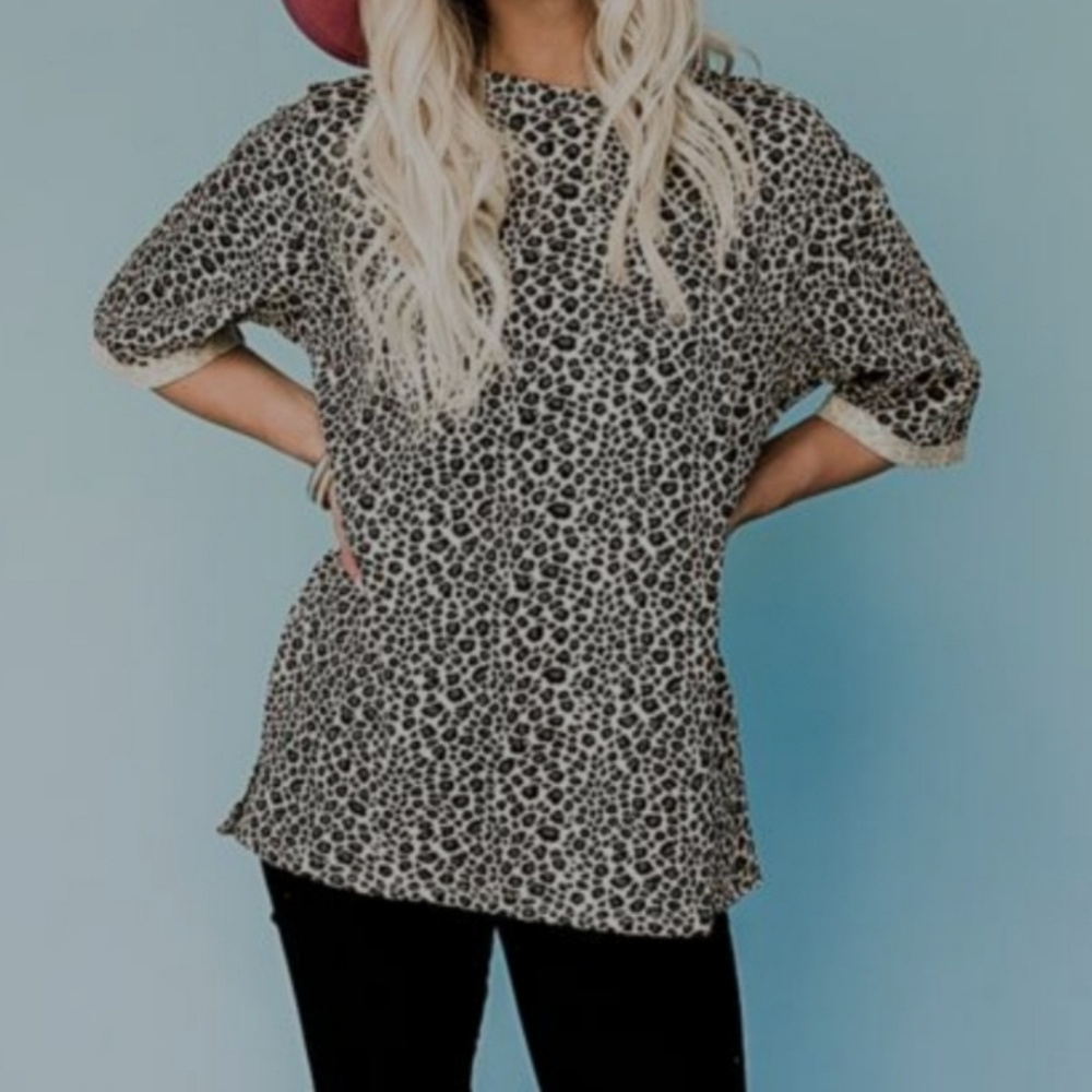 Leopard Oversized Top Size Medium